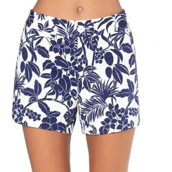 Tori Richard Social Gathering Blue White Tropical Nola Short Sz 10 Hawaiian NWT - Picture 1 of 9
